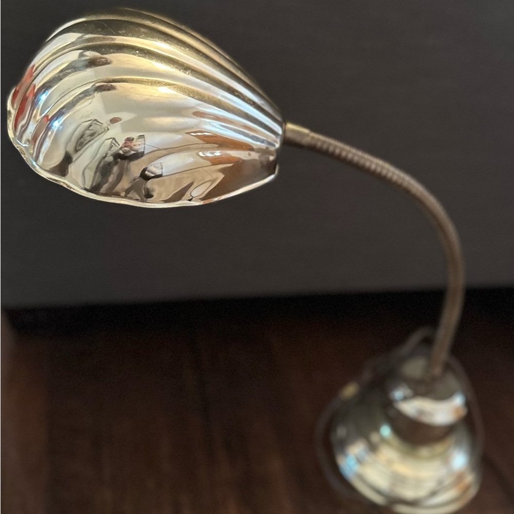 Vintage 1970s MCM Gold Clamshell Desk Lamp
